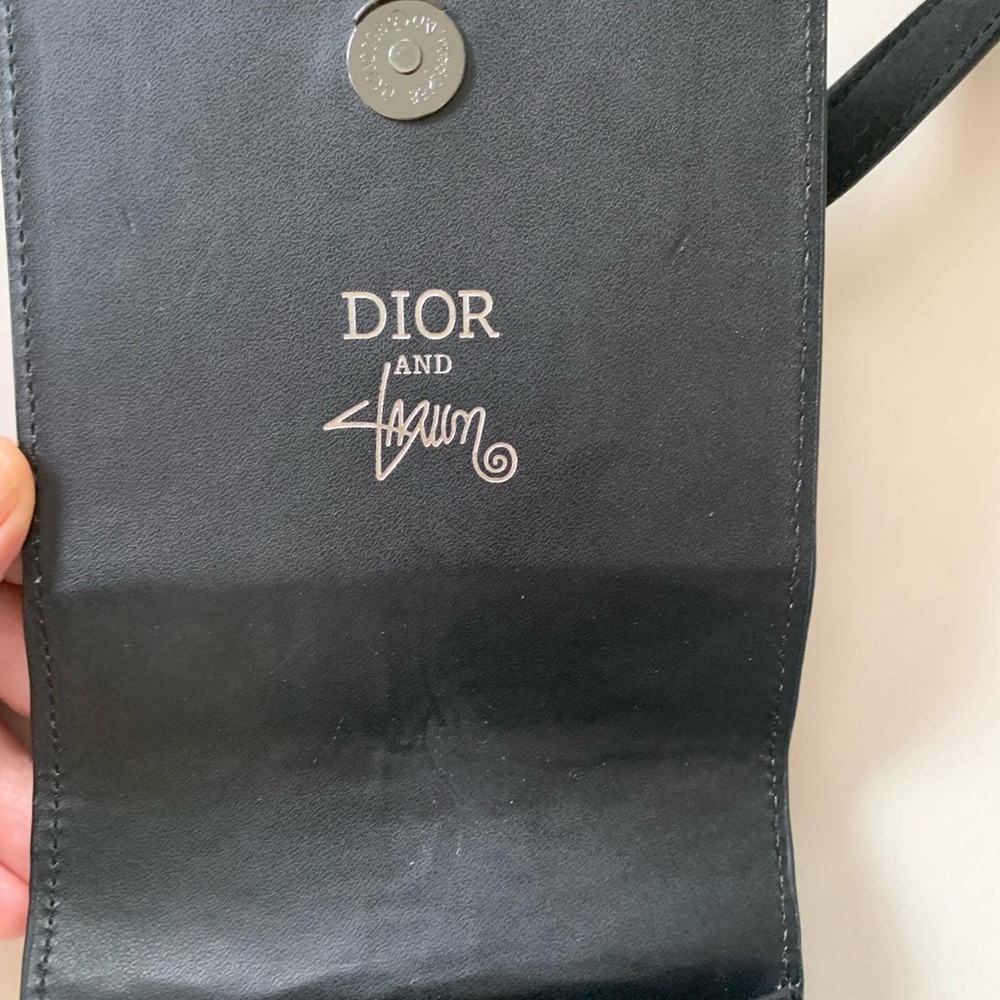 Dior Black Leather Crossbody Pouch with White Logo (see description) - Picture 2 of 4